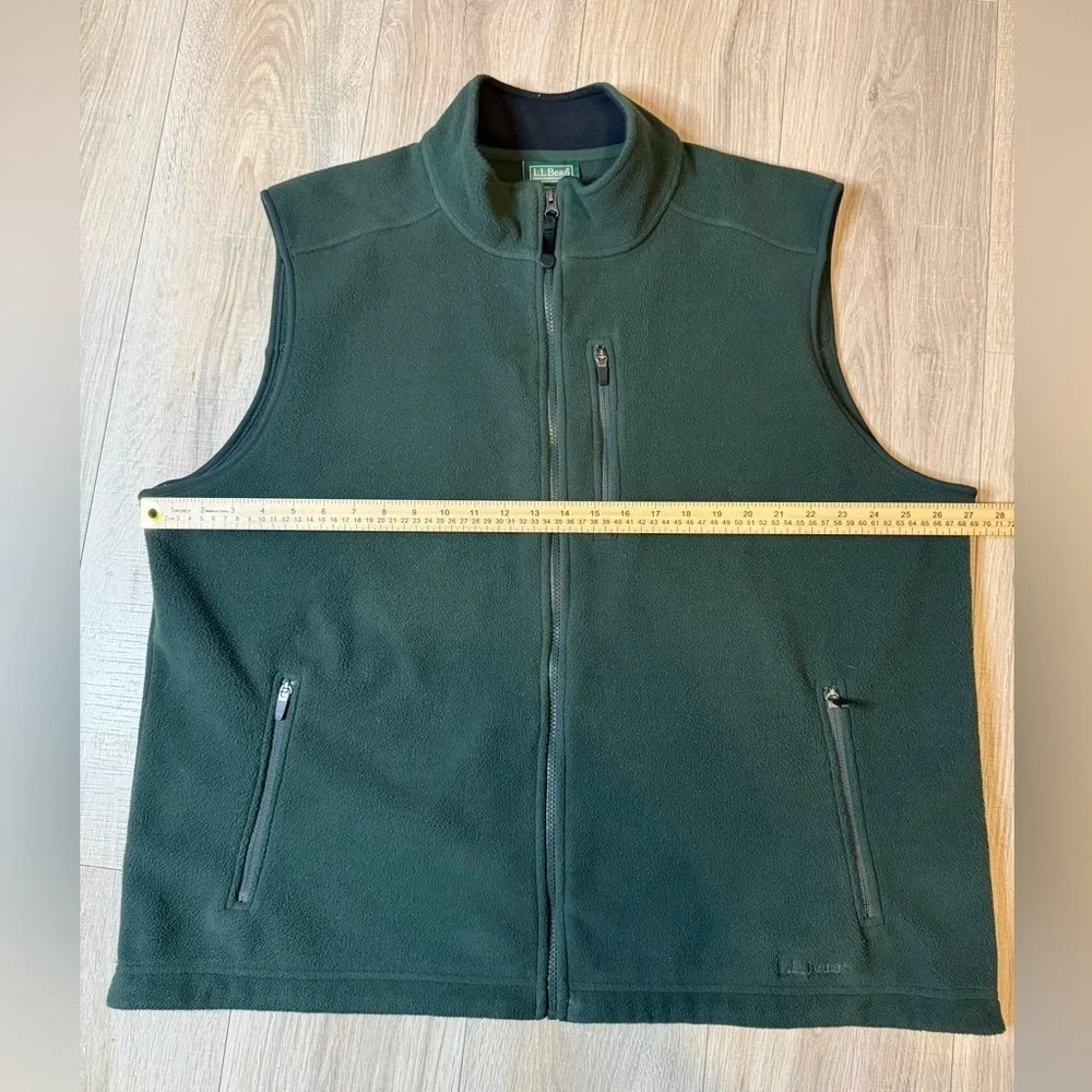 L.L. Bean Men’s Polartec Fleece Vest XXL Regular Green Full Zip Outdoor